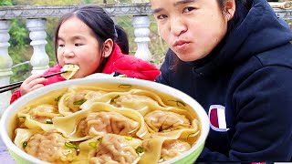 Sister Miao makes Miao-style wontons, 28 large bowls, dipped in chili oil, one bite to eat