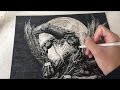 Venom Dragon Moon Details and Background (White Pen and White Paint)