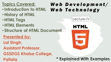 HTML | HTML Tags | HTML Elements | History of HTML | Structure of HTML Document | Web Technology