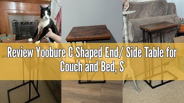 Review Yoobure C Shaped End/ Side Table for Couch and Bed, Small Spaces, Living Room, Bedroom, Rusti