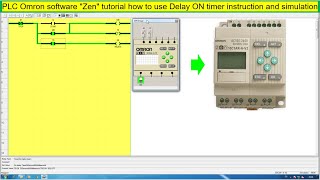 PLC Omron "Zen" tutorial how to use ON delay timer instruction and simulation screenshot 5