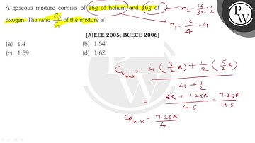 A gaseous mixture consists of \( 16 \mathrm{~g} \) of helium and \(...