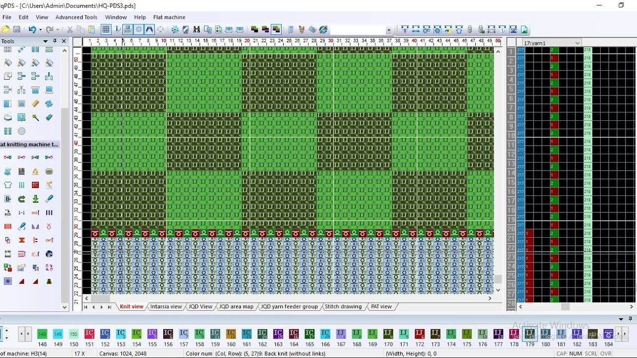 How to use IC,IJ colour code in Hq knittng software - YouTube