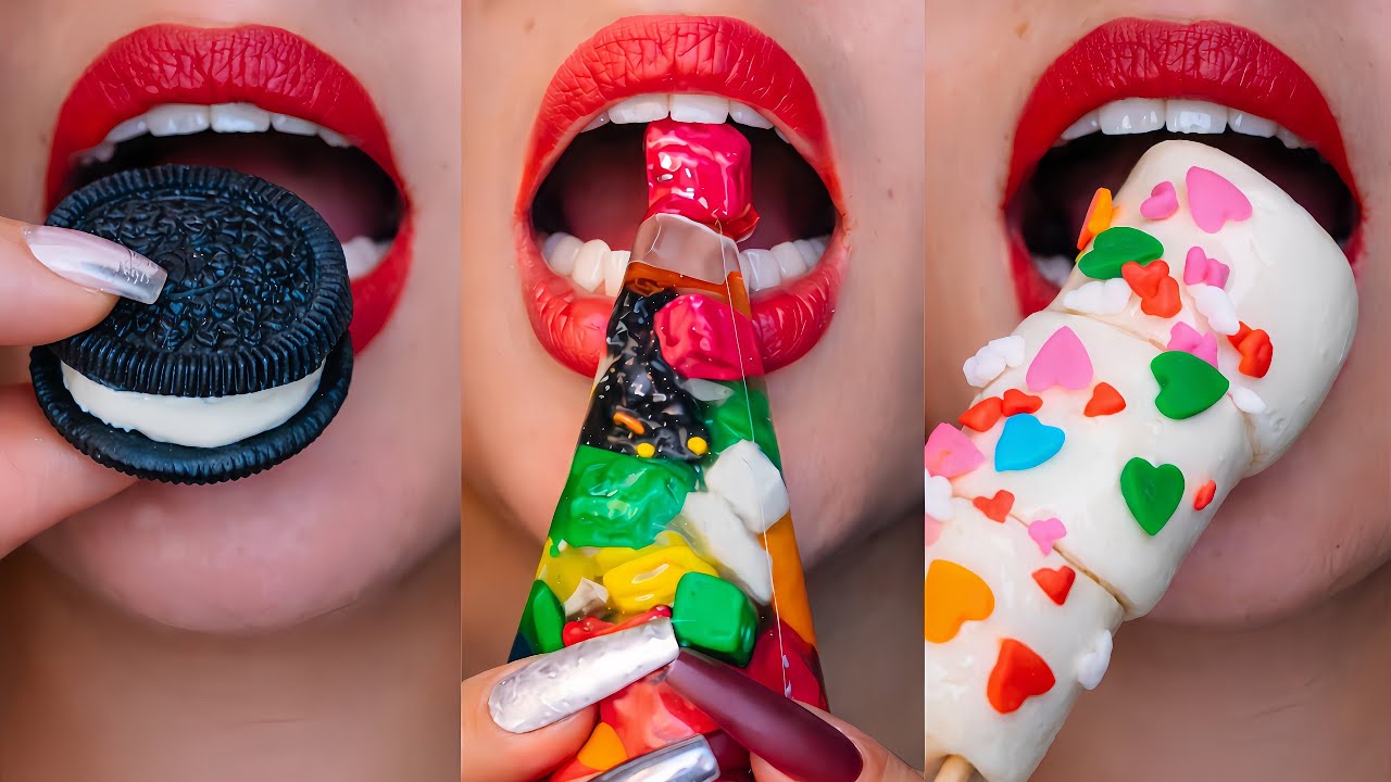 8 minutes Crunchy Emoji ASMR Mukbang | Relaxing Satisfying Sounds | Tiktok Compilation Kashi asmr