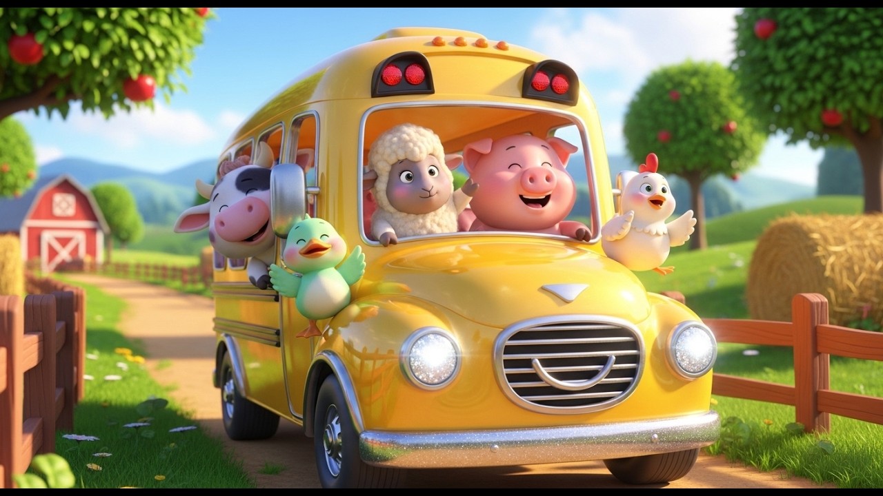 Wheels on the Bus Visit Old MacDonald Farm 🚌 | Moo Moo Animal Sounds Learning Songs for Kids