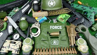 Military Guns Toys & Equipment !!! Weapon Toys  Box of Toys