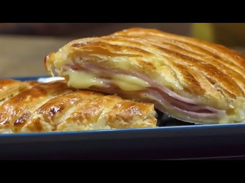 Folhado fácil assim você nunca fez /de presunto e queijo lanche da tarde super fácil e rápido