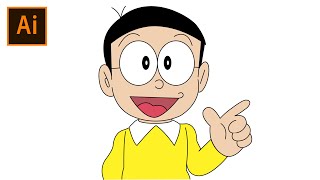 How To Create a Cartoon Character Easily | Nobita From Doraemon | Nobita Vector Art in Illustrator