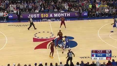 Tristan Thompson attempts a 360 no-scope 3 pointer from the logo