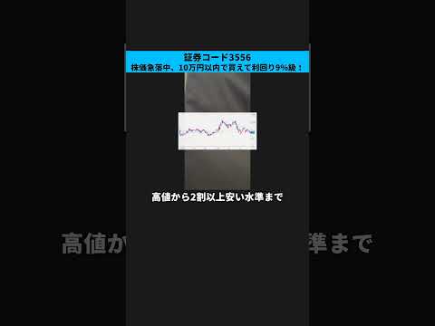 【証券コード3556】株価急落中、10万円以内で買えて利回り9%級！