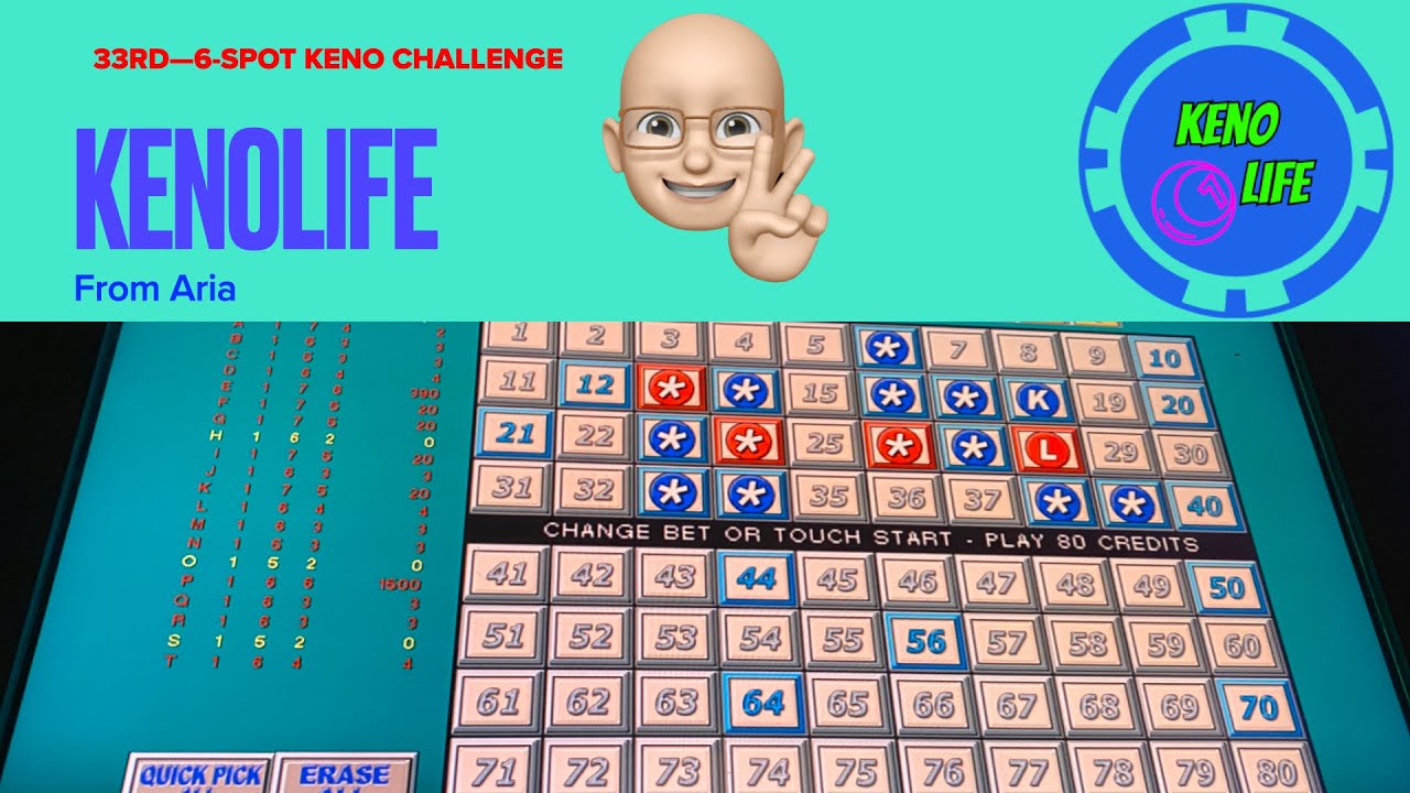 Keno 6 spot 33rd attempt. 20card 5 cents 1.00 per spin from Aria Las Vegas HD 1080p YouTube