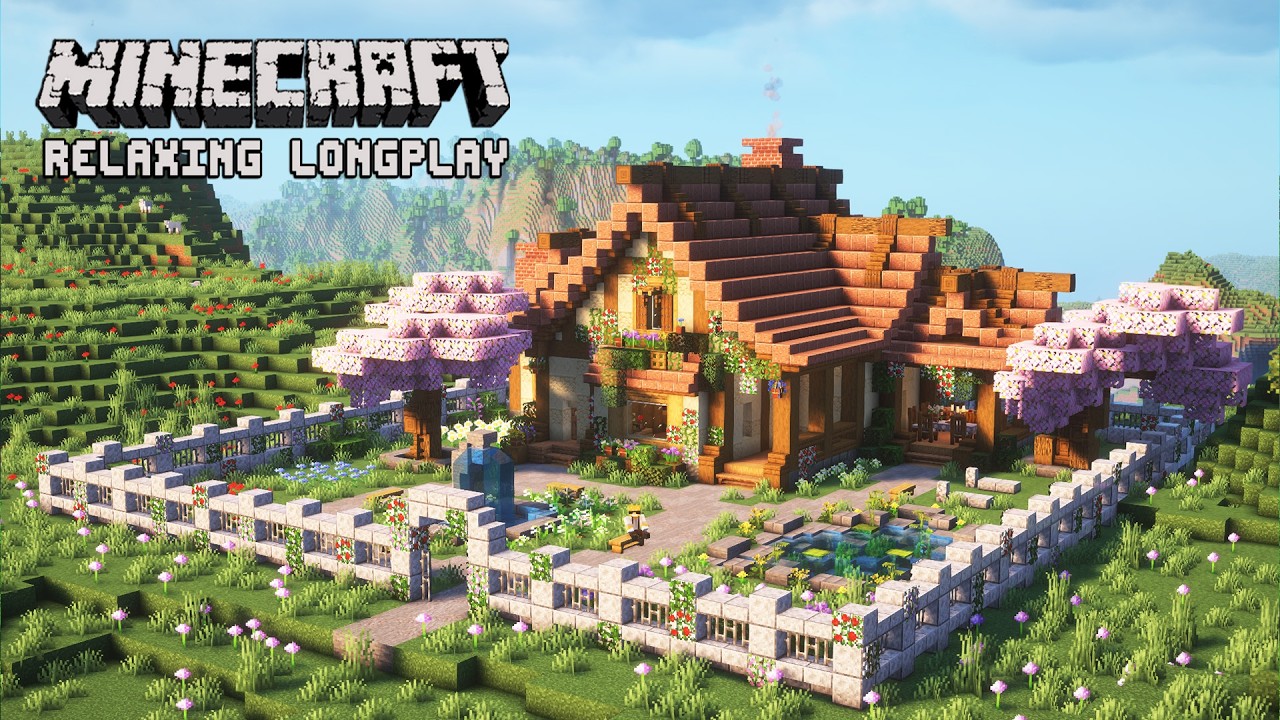 Building a Peaceful Flower Garden House - Minecraft Relaxing Longplay (No Commentary)