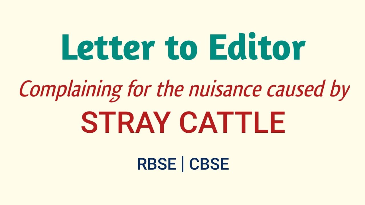 Letter to Editor | Problem of stray cattle | Nuisance caused by stray  cattle - YouTube