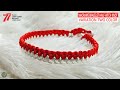DIY Macrame Bracelet Half Hitch Knot Variation Two Color | Gelang Tali Merah Putih