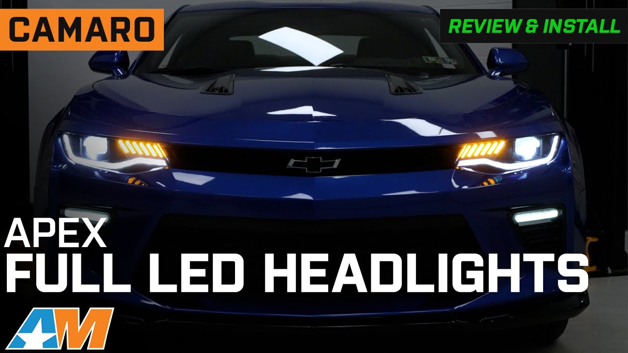 Обзор и установка светодиодных фар с последовательным указателем поворота для Camaro APEX 2016–20...