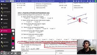 Geometry Semester 1 Review: Topic 2 Net Worth