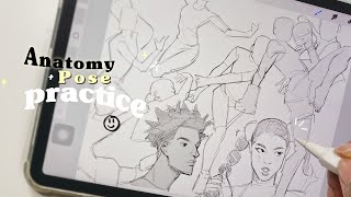 ☆ Real time: Anatomy/pose practice ☻ // IPAD ASMR (no music)