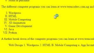 TeenCoders HTML Course 10 NESTED LIST