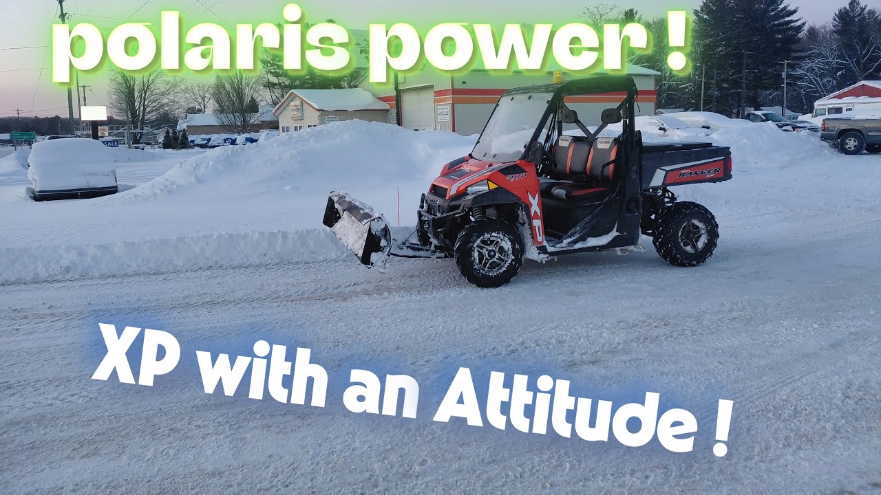 Snow plowing parking lot !! Side by side style,,  Lets do it!!