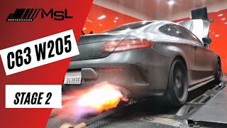 Insane Pops, Bangs & Flames on this stage 2 Mercedes c63 at MSL PERFORMANCE