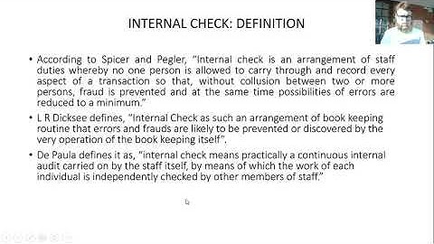 Internal Check  meaning, defintion, features and objectives