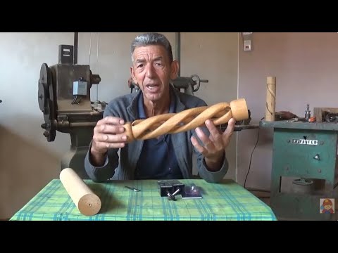 Turning pieces of wood into a spiral shape.