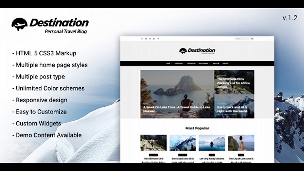 Destination Travel WordPress Blog Theme | Themeforest Website Templates and Themes