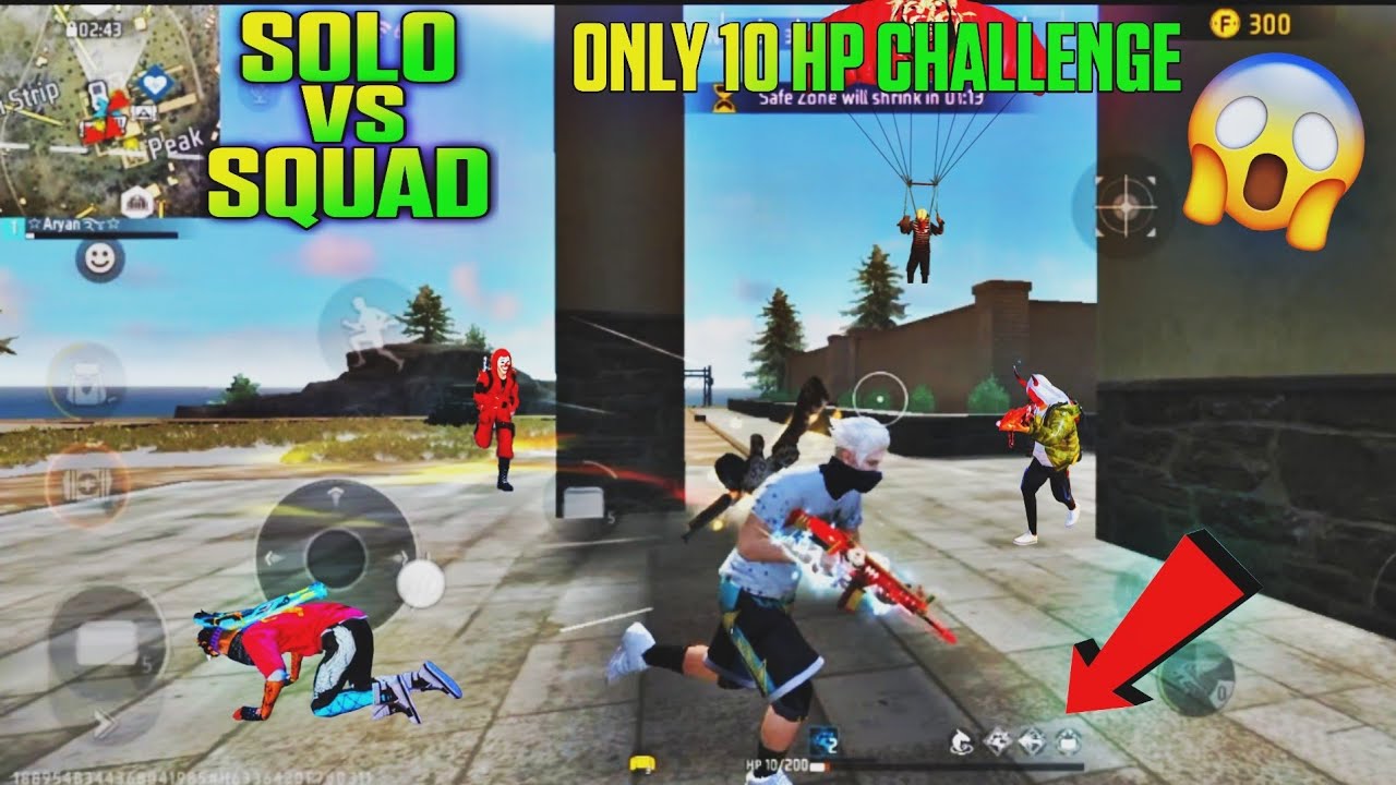 SOLO VS SQUAD ONLY 10 HP📲⚡ CHALLENGE 💪🫵 FREE FIRE SOLO VS SQUAD # ...