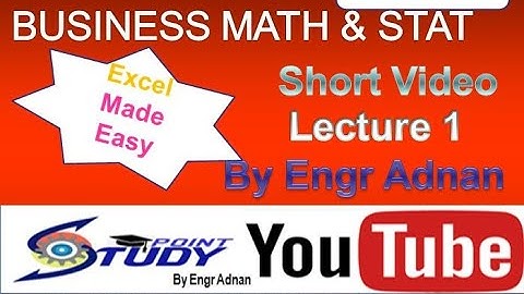 MTH302 Short Video|  Lecture 1| VU Short Lecture |MTH 302 Short Videos| Excel Basics