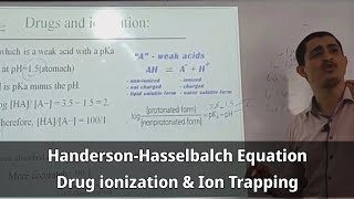 3-Henderson Hasselbalch Equation (Drug ionization and Ion Trapping)  تأثير التأين على الامتصاص