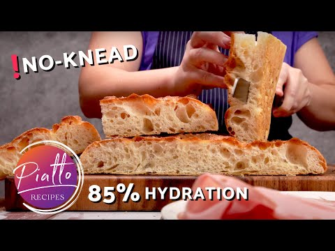 No Knead FOCACCIA Bread Recipe | High Hydration Dough