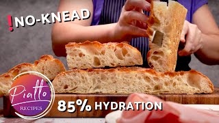 No Knead FOCACCIA Bread Recipe | High Hydration Dough
