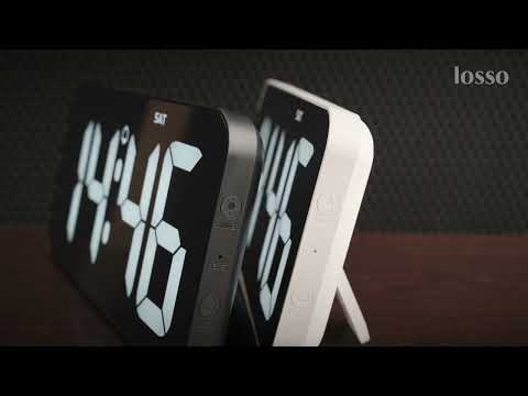 Настінний годинник електронний LOSSO Premium W-500, настільний будильник з LED підсвічуванням чорний, видео 1