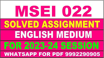 msei 022 solved assignment 2023-24 | msei 22 solved assignment in english 2024 | msei 22 2024