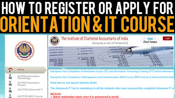 ICAI ICITSS Registration Full Process | How To Register or Apply For Orientation & ITT Course Online