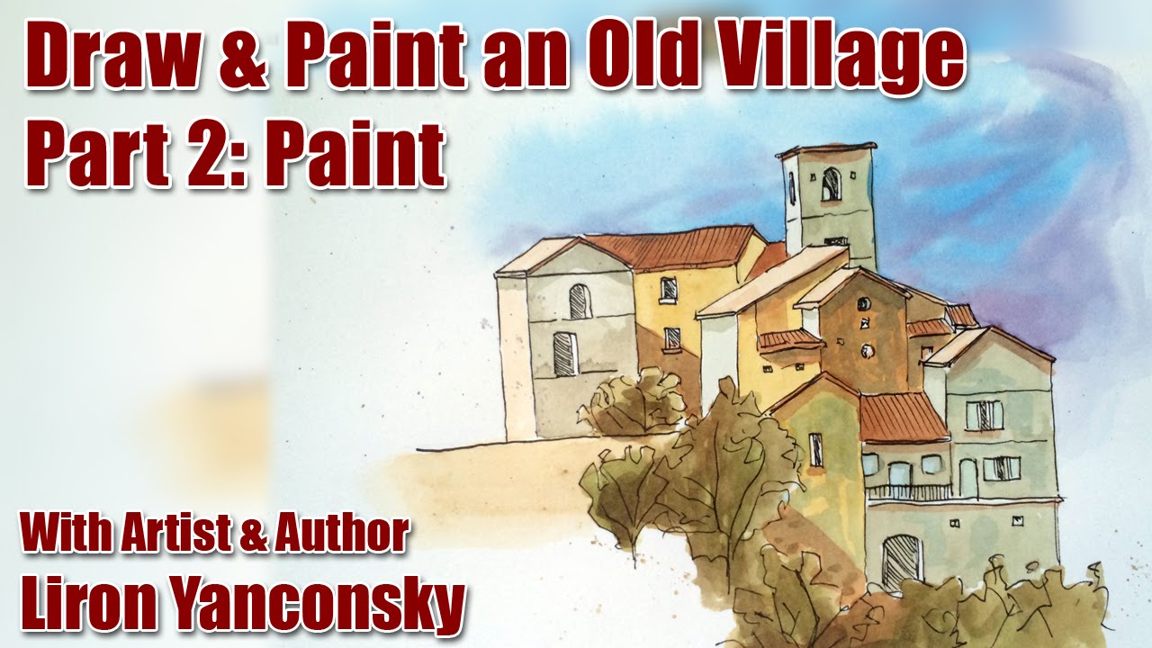 How to Paint an Old Village On Mountain Side - Watercolor Painting ...