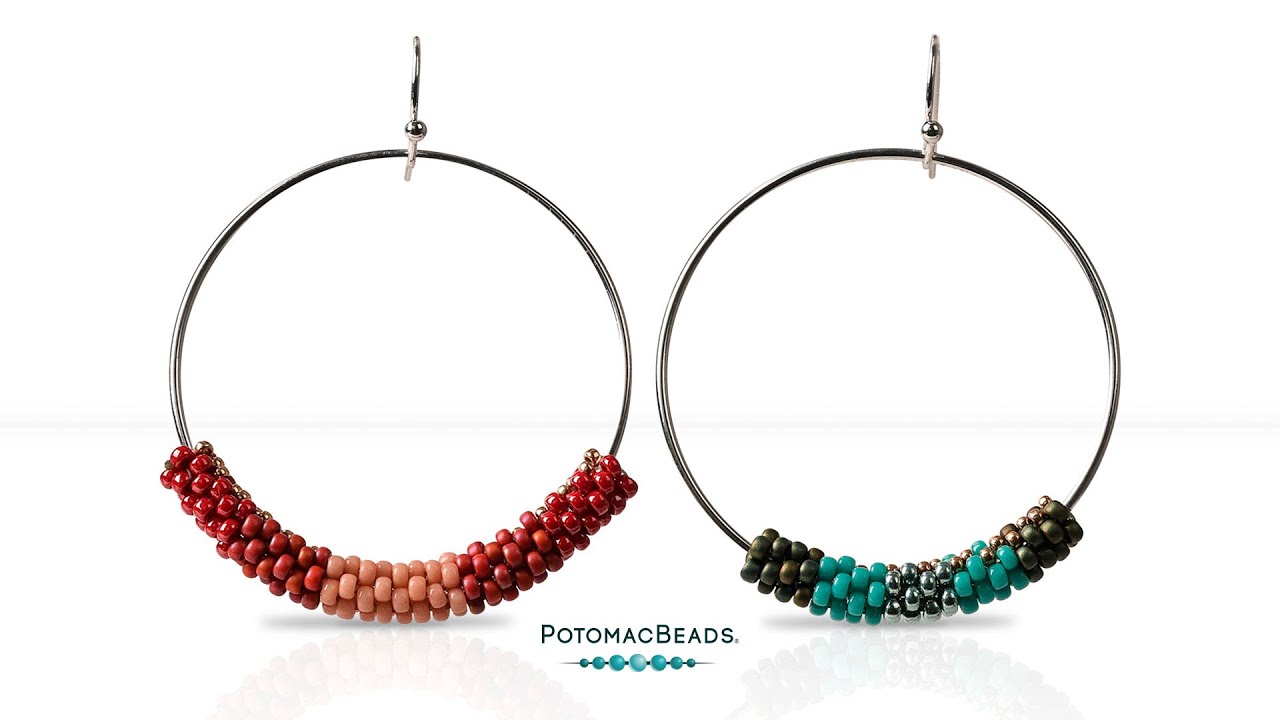Peyote Hoop Earrings - DIY Jewelry Making Tutorial by PotomacBeads 