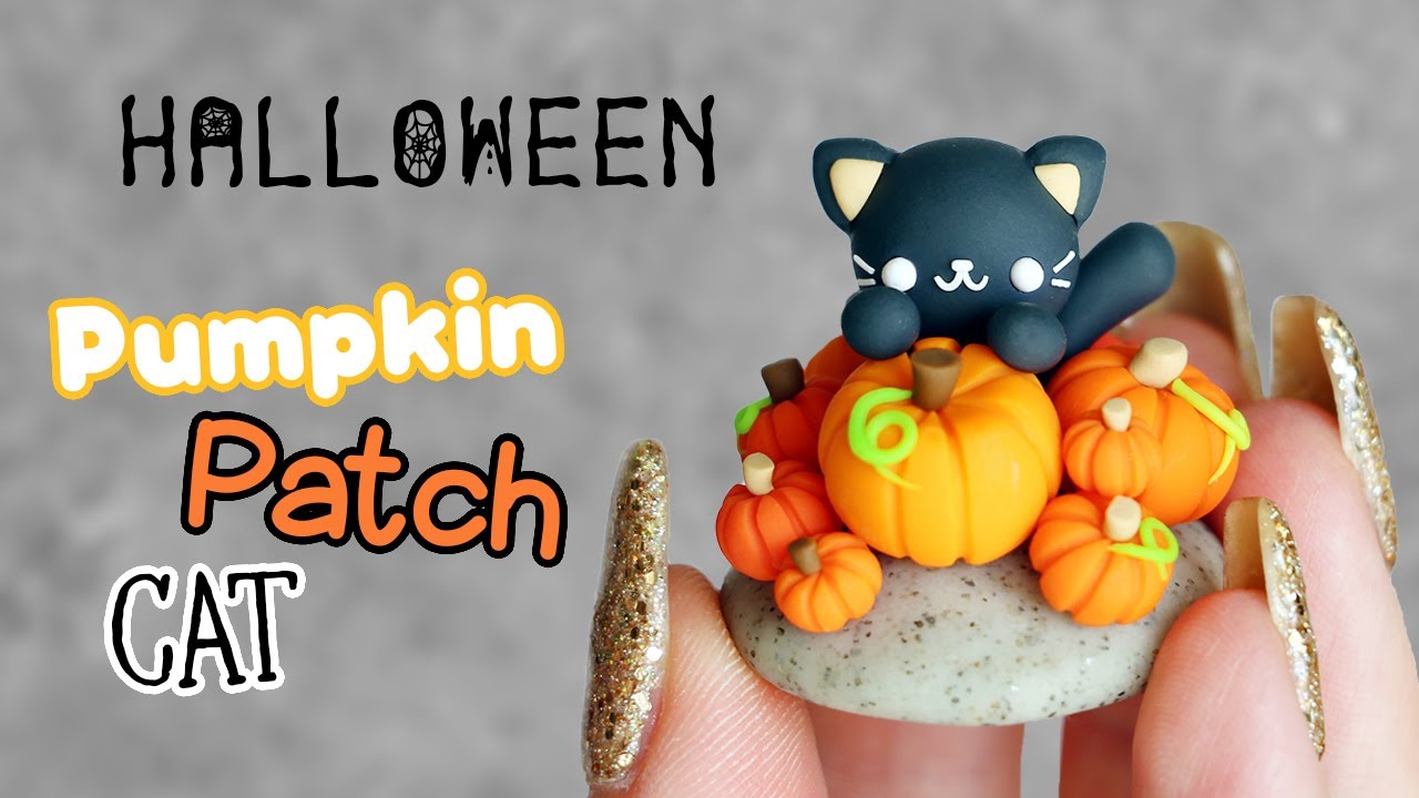 Kawaii Halloween Pumpkin Patch Cat│Polymer Clay Tutorial - YouTube