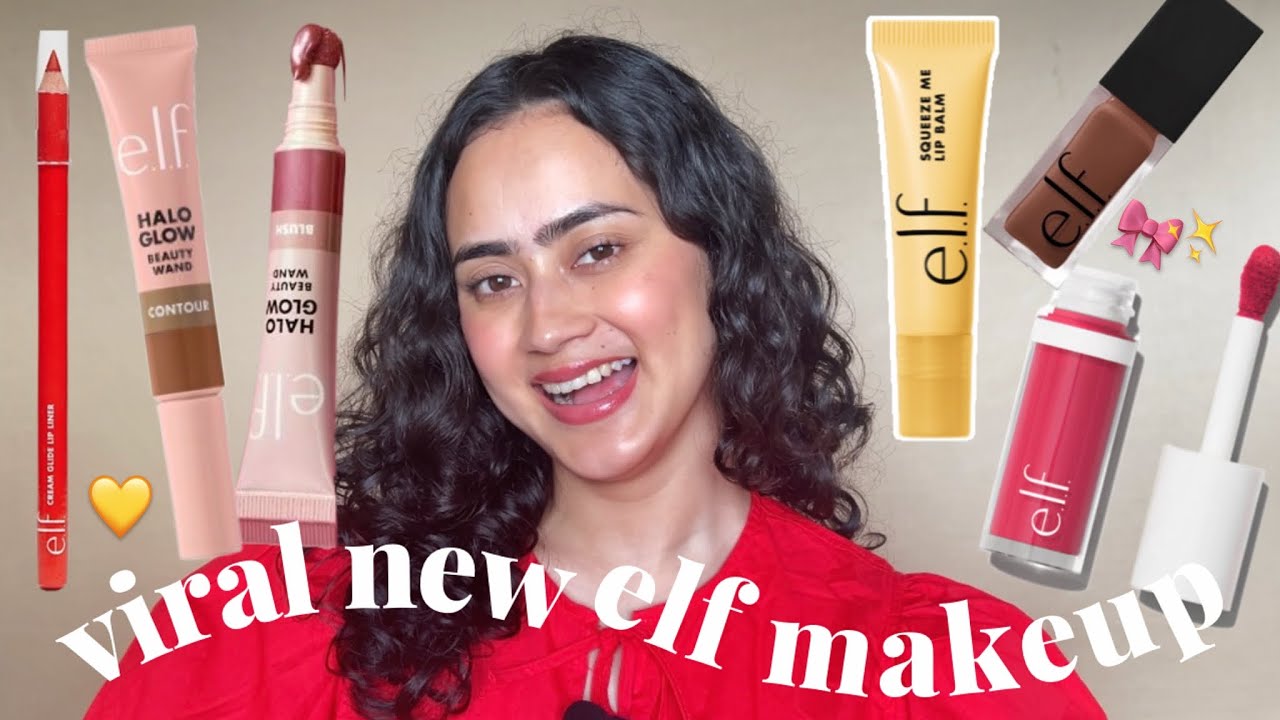 NEW VIRAL *ELF MAKEUP* launches 💛 halo wands, camo blush, glow reviver lip oil *speed reviews* 🎀💖
