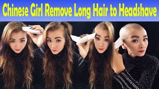 Chinese Girl Remove Long Hair to Headshave Buzz Cut | Headshave in 2023