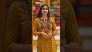 Mustard Ajrakh Printed Readymade kurti priced @ ₹ 1,099 /-