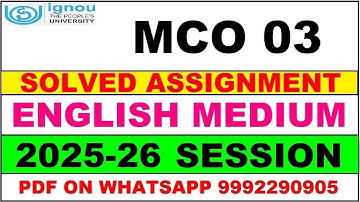 MCO 03 solved assignment 2025-26 in English || mco 03 solved assignment 2026 || mco3 2025-26