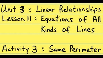 8th Grade Illustrative Mathematics: Gr. 8; U3; Lesson 11-3: Same Perimeter
