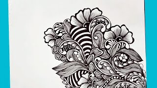 Zentangle art l Floral zen art | Art tutorial | Zendoodle