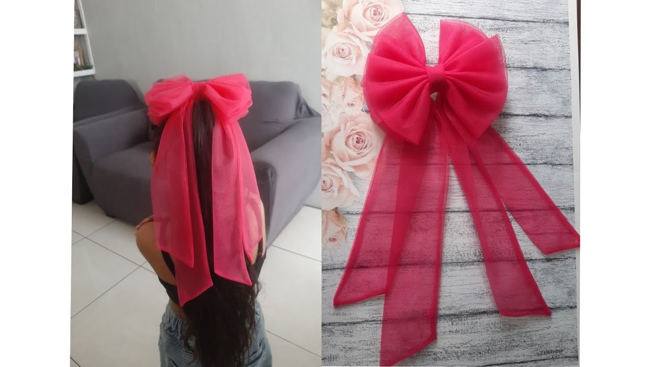 Moño coquette glamuroso elaborado con tela tul🎀