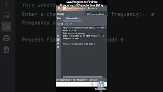 Java Program to Find the Frequency of Character in a String #coding #stringmatching #logicprogramm