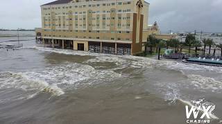 6-7-2020 Waveland, MS, Tropical Storm Cristobal, Storm Surge entering Silver Slipper Casino, Drone