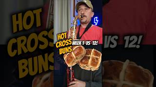 Sax Beginner overcomes fears: Hot Cross Buns 12 weeks apart #sax comparison