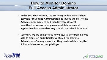 SecurTrac for Domino - Monitor Domino Full Access Administration