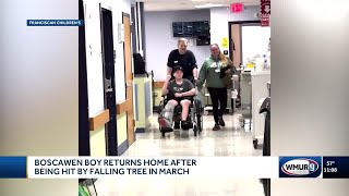 Boscawen boy returns home after being hit by falling tree in March